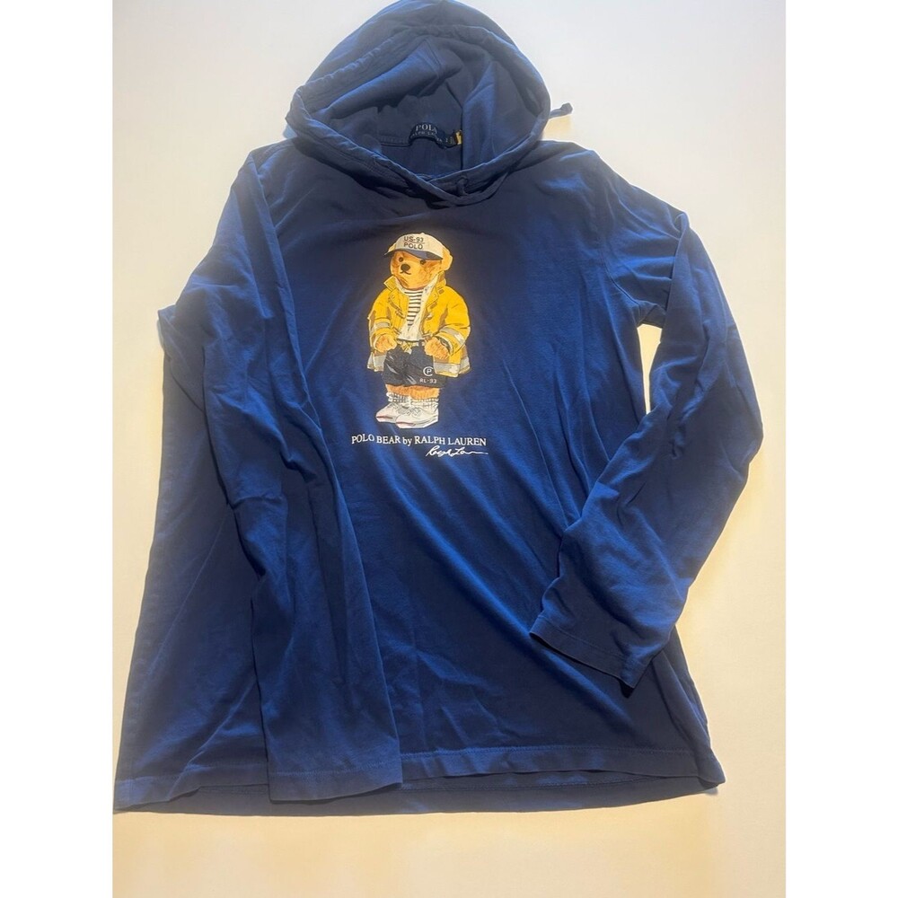 Polo Ralph Lauren Polo Bear Hooded Long Sleeve Tee Blue Size S